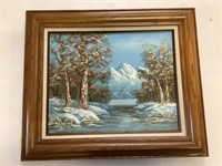 Oil on Canvas Signed Mountain Scene