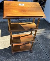 WOODEN PODIUM WITH SHELVES