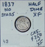 1837 Half Dime VF (No Starts).