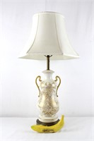 Vtg. American St. Regis Porcelain & Gold Urn Lamp