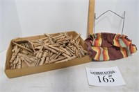 Wooden Cloths Pins & Bag