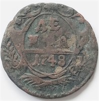 Russia 1748 Elizaveta Petrovna DENGA coin 25mm