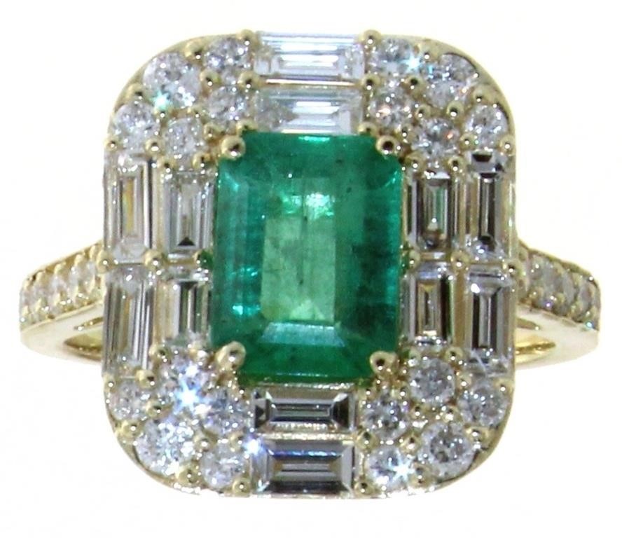 14kt Gold 2.85 ct Natural Emerald & Diamond Ring