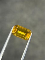 3.80 carats Emerald  shape natural Yellow Citrine