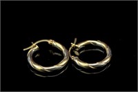 10k Yellow & White Gold Hoop Earrings 3.3g