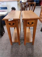 2 10" Wide x 24" Tall 1 drawer end tables