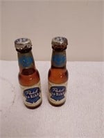 2 vintage Mini Pabst Blue Ribbon beer bottles