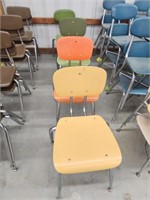 4 vintage hard plastic metal frame chairs