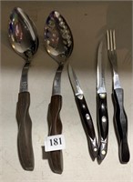 CUTCO 2 KNIVES, SLOTTED SPOON,