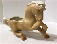 Vintage ceramic horse planter measuring 9 inches