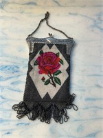Embroidered Rose Vintage Purse Very Nice!