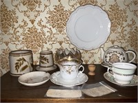 Ceramic Tea Cups, Wall Plate, French Butter