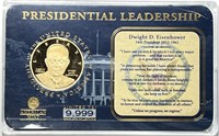 Dwight Eisenhower Pres Leadership Gold Plated Meda