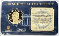 Ronald Reagan Pres Leadership Gold Plated Medal