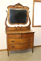 Antique Oak Dresser and Mirror