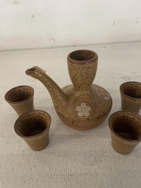 Vintage 5pc Stoneware OCM Saki Set