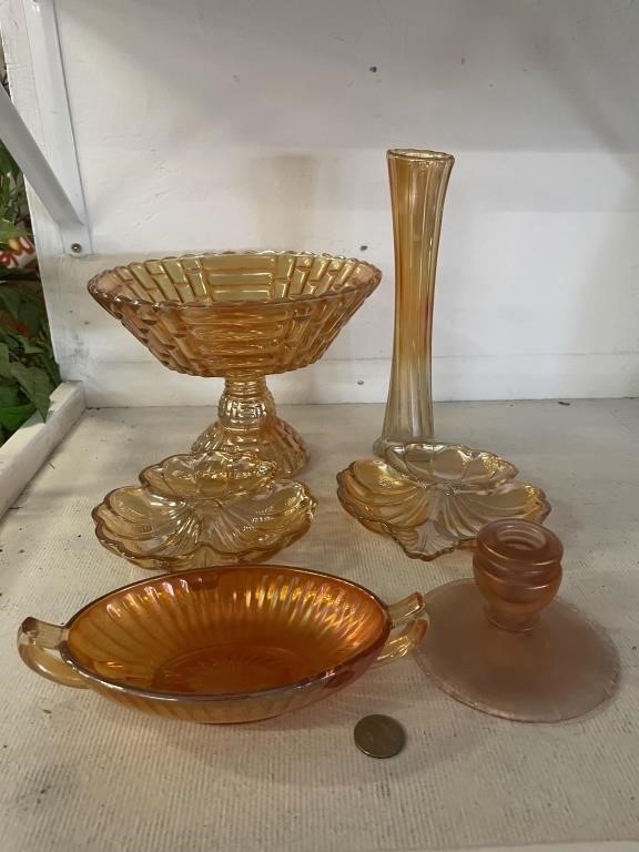 Vintage Carnival Marigold Glass Lot