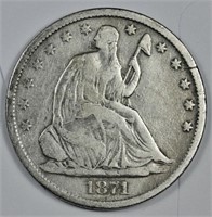 1871 s Liberty Seated Half Dollar