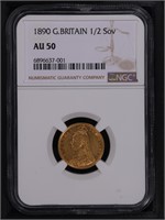 1890 1/2 Sov G. Britain NGC AU50