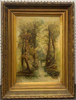 Signed M. J. D. Oil On Canvas In Ornate Gilt Frame