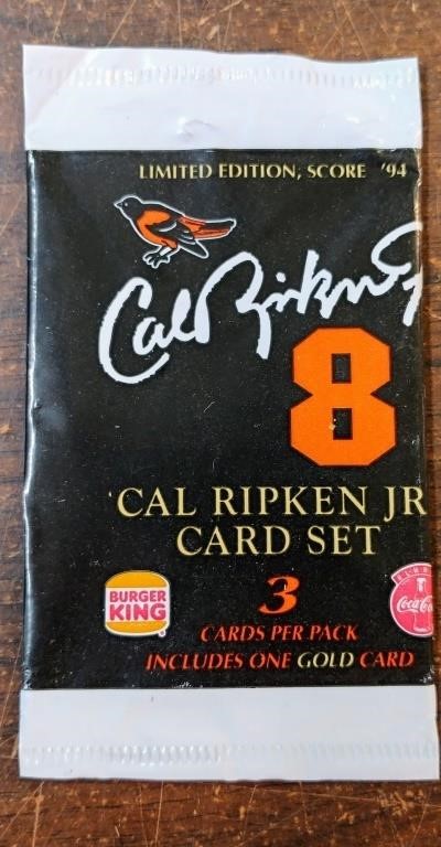 3 CARD UNOPENED 1994 CAL RIPKEN CARD PACK FROM