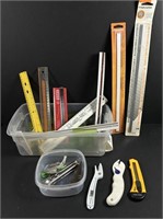 Office supplies box cutter ,rulers,misc.