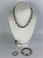 Sterling Pin, Ring, Chain & Bracelet