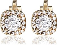 Round 1.80ct White Topaz Cuff Earrings