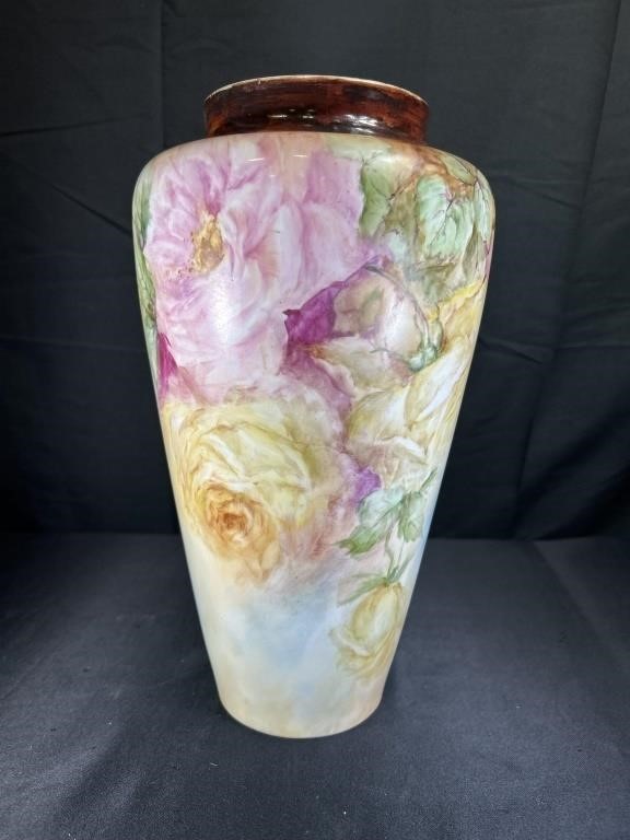 Vintage Belleek Painted Vase