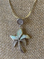 Sterling Silver & Opal Palm Tree Necklace