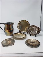 Silver Plated Serving Pieces with Pitcher