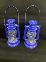 Matching Pair of Blue Czech Lanterns