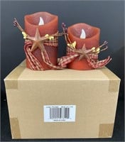 NIB Wax Feel Battery Operated Candle Set - Red