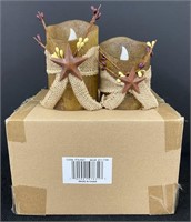 NIB Wax Feel Battery Operated Candle Set-Beige