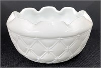 Vtg Quilted Diamond Milk Glass Bowl-Ind Glass?