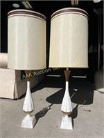 (2) mcm marble base lamps, base made in Italy,