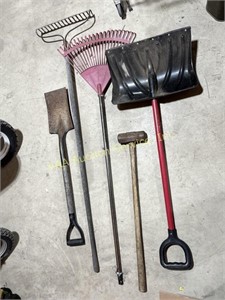 Outdoor tools- shovels, rake,