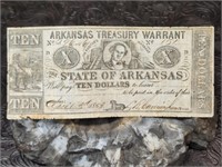 1863 Arkansas $10 Treasury Warrant