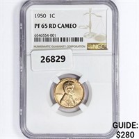 1950 Wheat Cent NGC PF65 RD, CAMEO