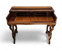 Satin and Inlaid Wood Piano Desk.