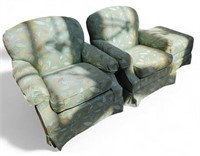 Set of Two Armchairs and Matching Ottoman.