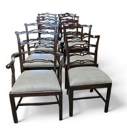 Set of Ten Pierced Ladderback Mahogany Chairs.