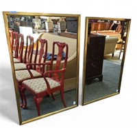 Pair of Brass Frame Wall Mirrors.