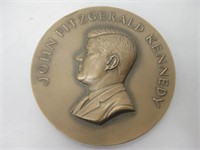 Vtg John F. Kennedy Bronze Medallion 2.75"