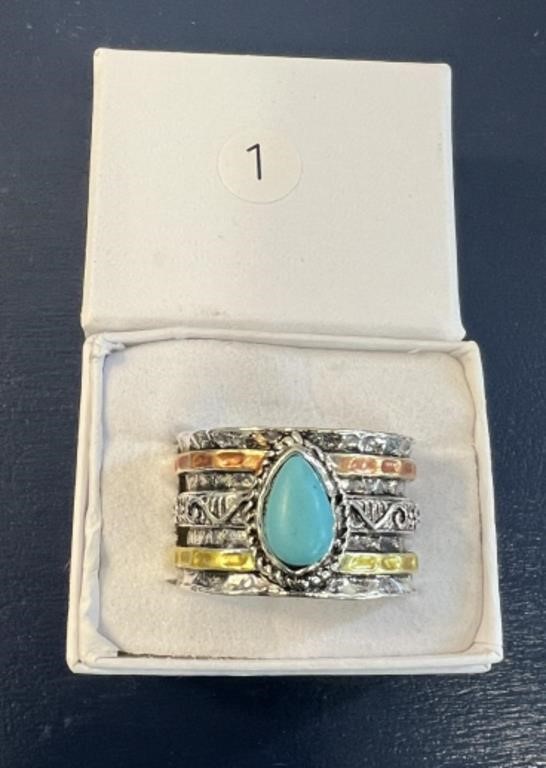 Men's Turquoise Ring Sz 11 U230