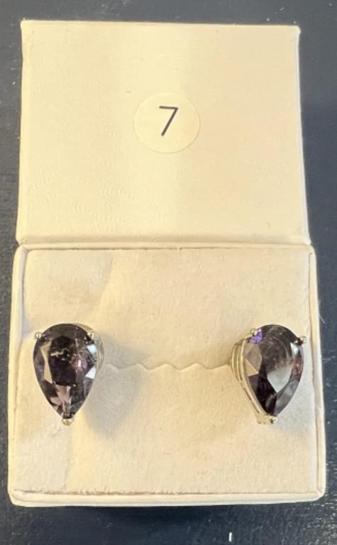 Teardrop Amethyst Post Earrings U230