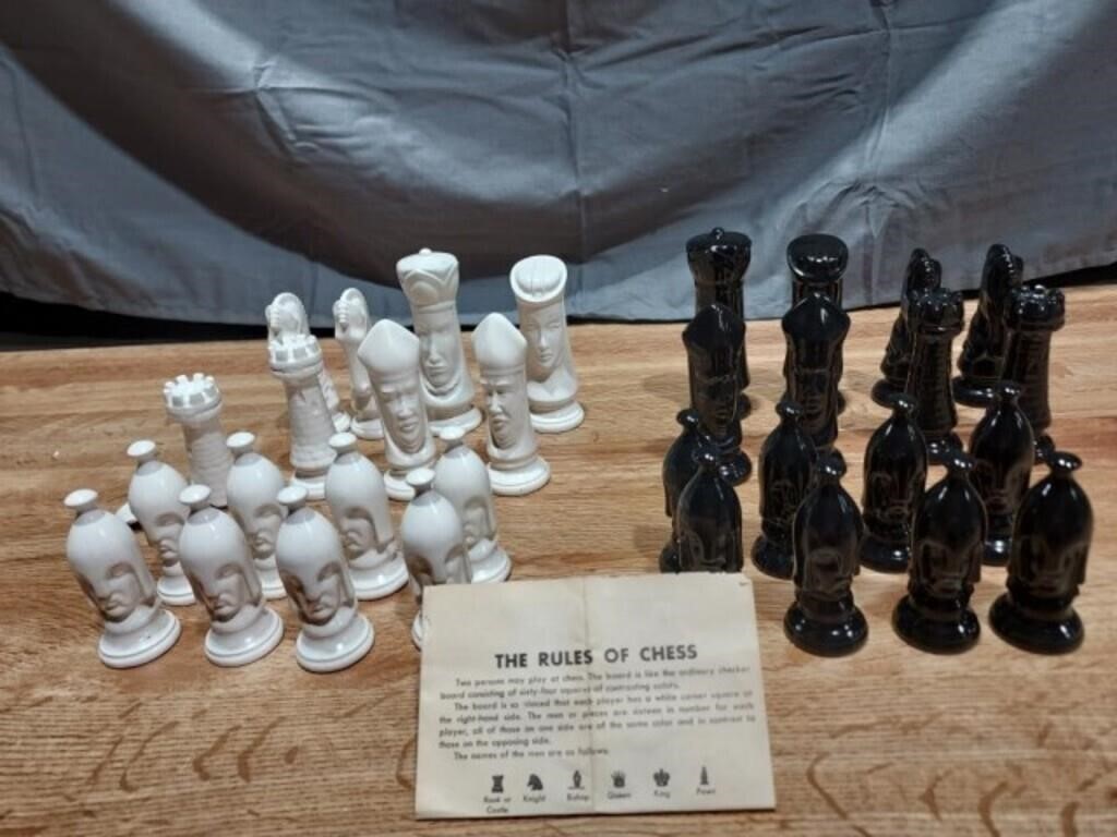 Set of Glass Chessman, 1 Piece is Broken have