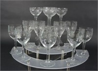 Mid Century Etched Cordial Stemware - Three Sets