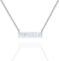 14k Gold-pl. White Opal Bar Necklace