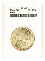 Coin 1946 Iowa Comm. Half Dollar-ANACS-MS65